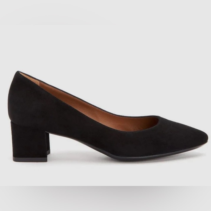 Aquatalia Pasha Black Suede Weatherproof Block Heel Pumps Size 12m
